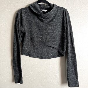 Cabi #945 Glee Charcoal Cropped Cowl Thumb Hole Cropped Long Sleeve